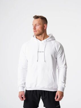 NVGTN White Lounge Pullover Hoodie with Center Logo
